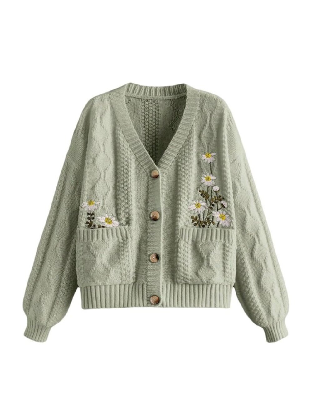 Women's Chunky Boho Button Up Cottagecore Oversized Cardigan